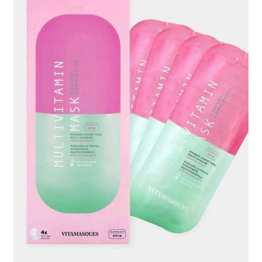VITAMASQUES‎ MULTIVITAMIN FACE MASK SET 5PK RADIANT COMPLEXION MOISTURIZING NEW
